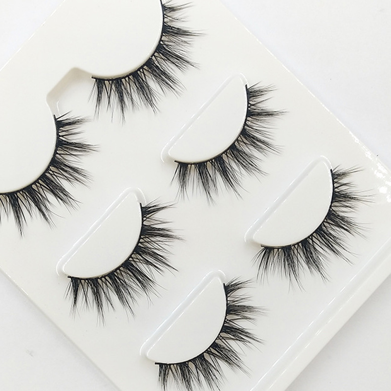 3 pairs false eyelashes cross long